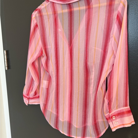 Rochas Vintage sheer S very good vintage condition Pink and White Relaxed Blouse - Picture 8 of 10
